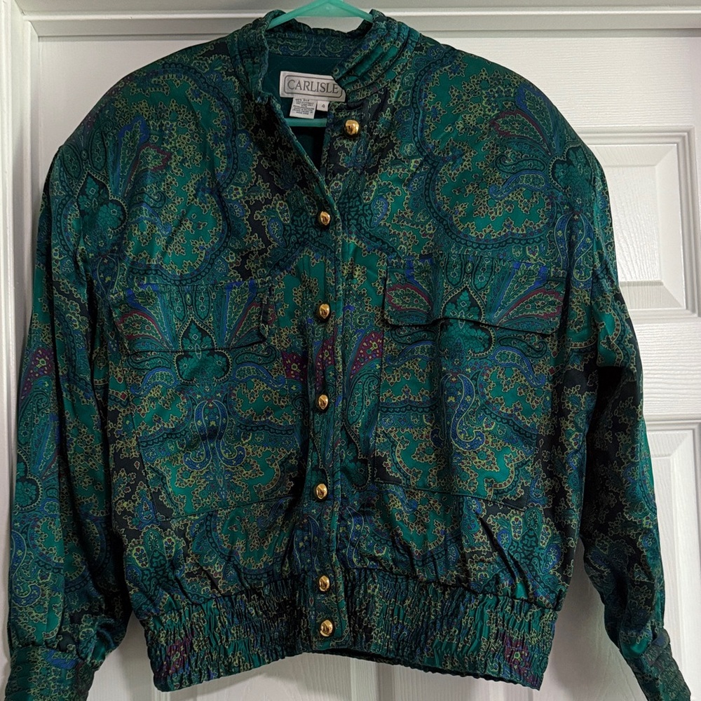 Carlisle Green and Blue Paisley Jacket with Gold Buttons